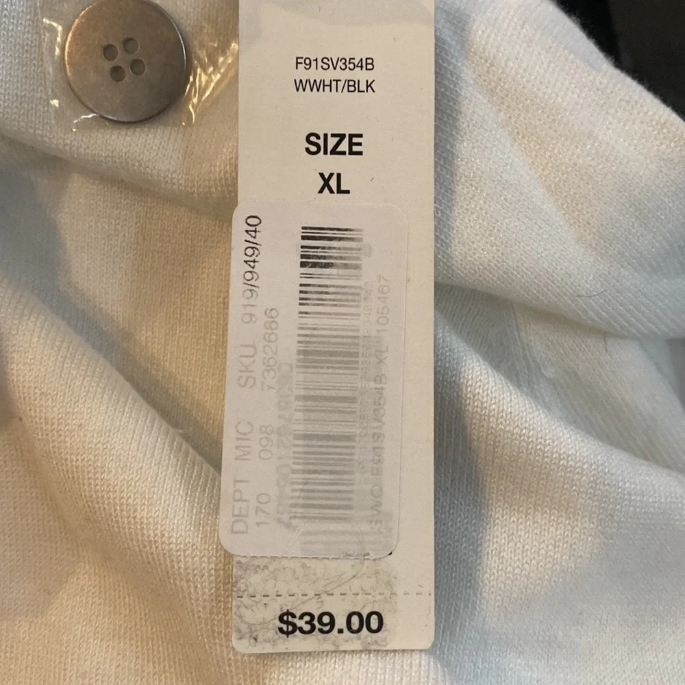 NWT Investments white and black sweater with unique collar. XL - Picture 7 of 7